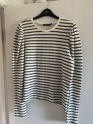 Soaked in Luxury Danish Luxury Women's Top Jersey Breton Striped Size Large