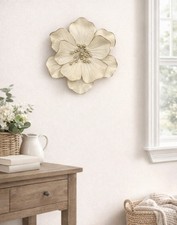 NEW Stunning Cream Metal Wall Flower Decor Floral Art Retro Abstract Ditsy Style