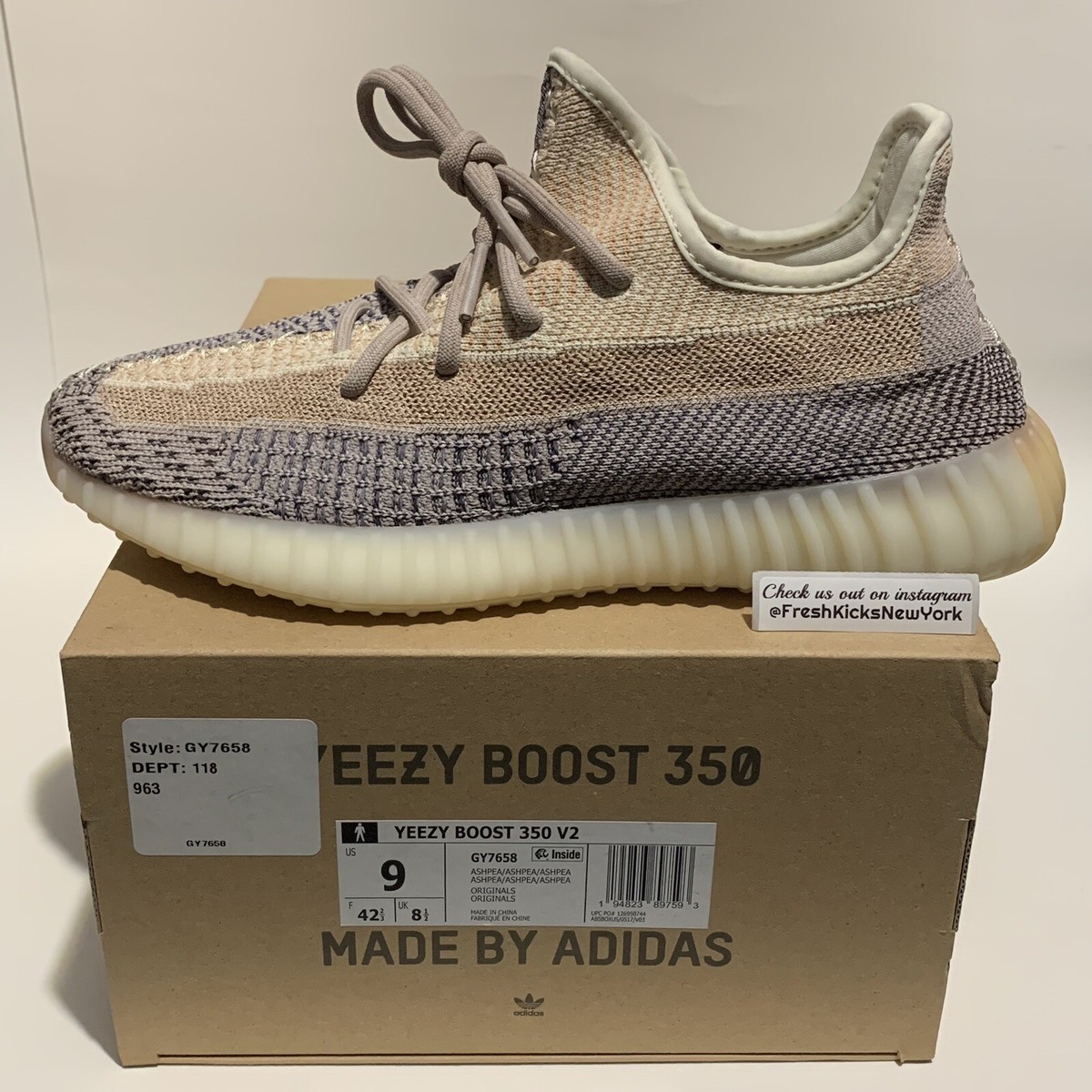 Adidas Yeezy Boost 350 V2 Ash Pearl Men Size 9 New GY7658 (2021