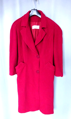 Manteau Long Vintage En Laine Rouge - Création Annie Marcel - Taille M (FR40) - Parfait état