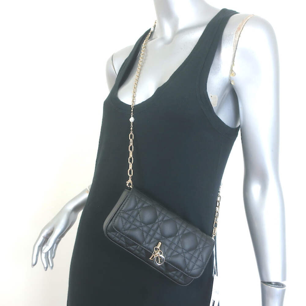 【無料郵送/関税込/正規品】 Dior Lady Phone Pouch Black Canna Lady Dior Phone Bag | Bragmybag