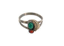 Vintage Sterling Silver Native American Navajo Multi Stone Feather Tribal Ring 8