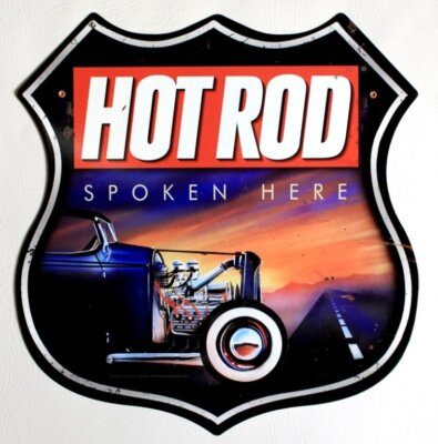 Original HOT ROD Magazine Route 66 Retro V8 Retro Sign Blechschild Schild Groß