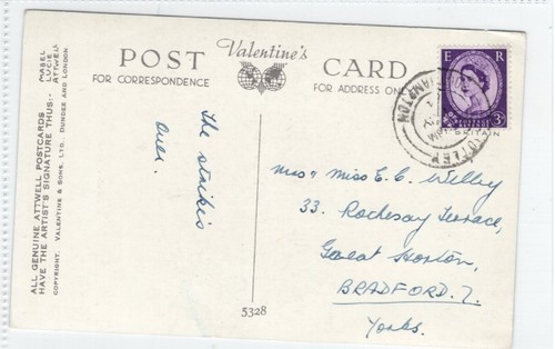 (Gd1815) Mabel Lucie Attwell, Valentines 5328, Horseshoe, Good Luck, 1961 - Picture 2 of 4