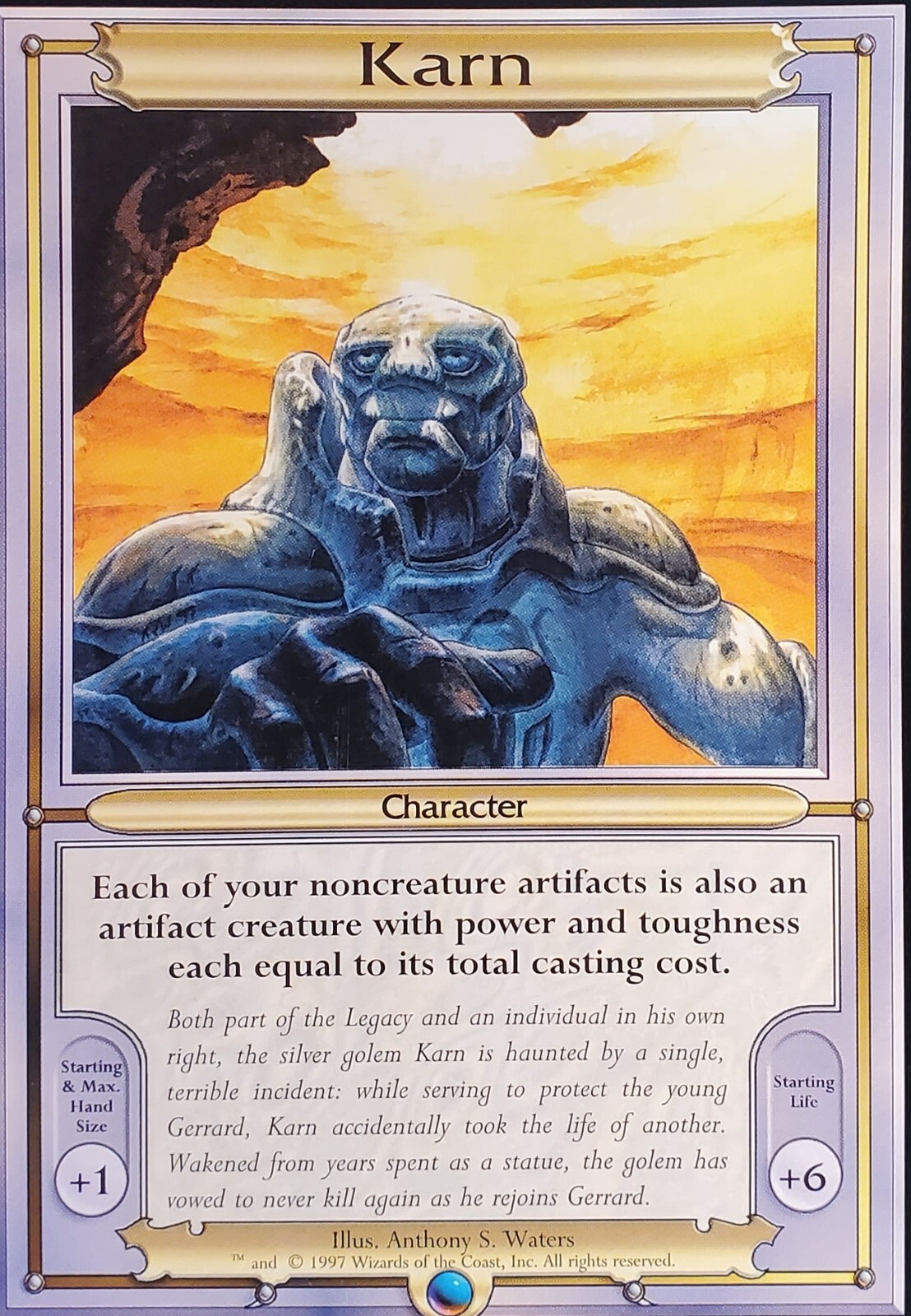 Magic the Gathering MTG OVERSIZED Vanguard NM Series #2 1997 Karn Art