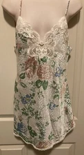 DEENA  SLIP DRESS LINGERIE SATIN Floral BOTANICAL Camisole NIGHTY Small