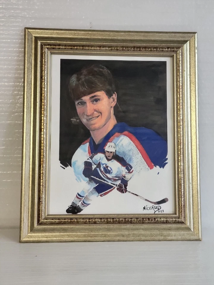 WAYNE GRETZKY EDMONTON OILERS WALL FRAMED PAINT 1 OF 1 ARTIST NAMED " NICEROAD " - Image 4 of 4