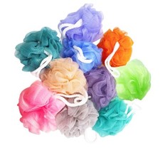 10 Pack Bath Loofah Shower Small Mesh Sponge Pouf Colorful Exfoliating Scrubber