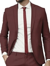Men's Burgundy Suit Bespoke Tailored Unique Custom Made Suits for Grooms