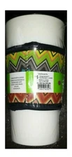 Tumbler 7" WHITE with BLACK LID Microwave Safe | MULTI-COLOR Patterned Sleeve
