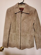 Reed Sportswear Women's Tan Long Sleeve Lined Zip Genuine Leather Jacket Size S