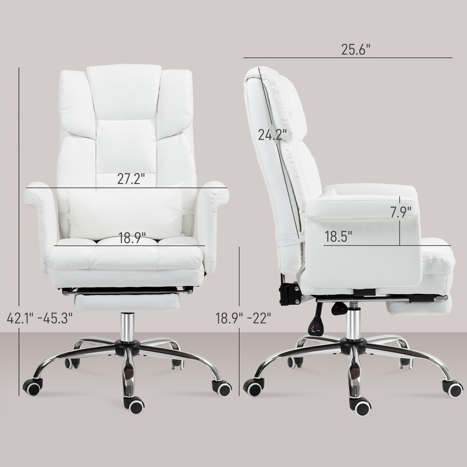 Executive Office Desk Chair with Footrest Lumbar Support PU Leather