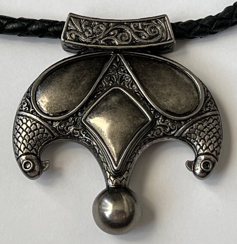 NIB Saint Laurent YSL Victorian Moon Black Braid Leather Pendant Necklace $1295 - Picture 17 of 20