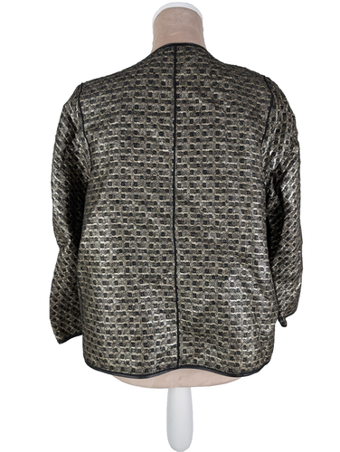 Lafayette 148 Wool Slub Silk Metallic Blazer Jacket Gold Black Size PL Corporate - Bild 5 von 11