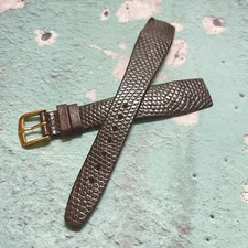 Genuine Lizard 20mm open-ended vintage watch band NOS by Hirsch brown from 1960s