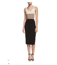narciso rodriguez  SLEEVELESS  WAFFLE KNITCOLOR-BLOCK SHEATH DRESS  sz 44/ US 8
