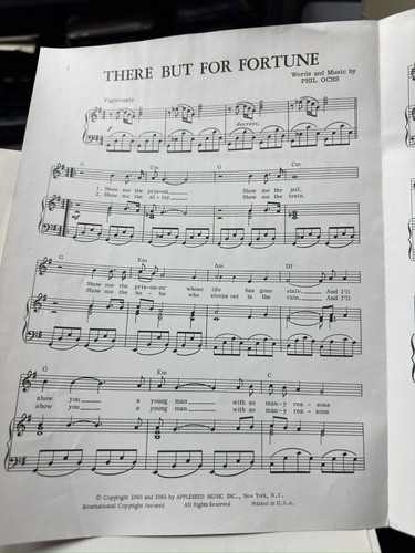 L 1964 JOAN BAEZ sheet music ‘There But For Fortune’ - Picture 2 of 2