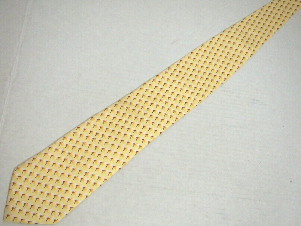 Corbata para hombre Burberry London corbata amarilla estampado de sombrillas 100 % seda 57" Foto 2 de 4