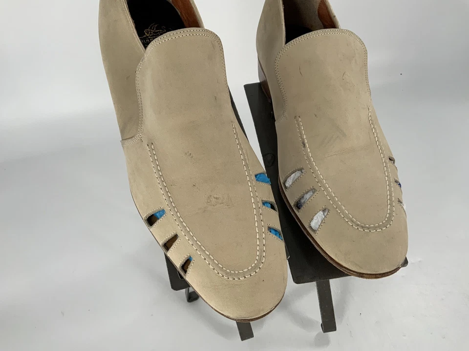 Florsheim Barletta Mocasines Zapatos Talla 8 C Hombres Beige Gamuza Ventilado Italia YGI C3S-17 Foto 4 de 4