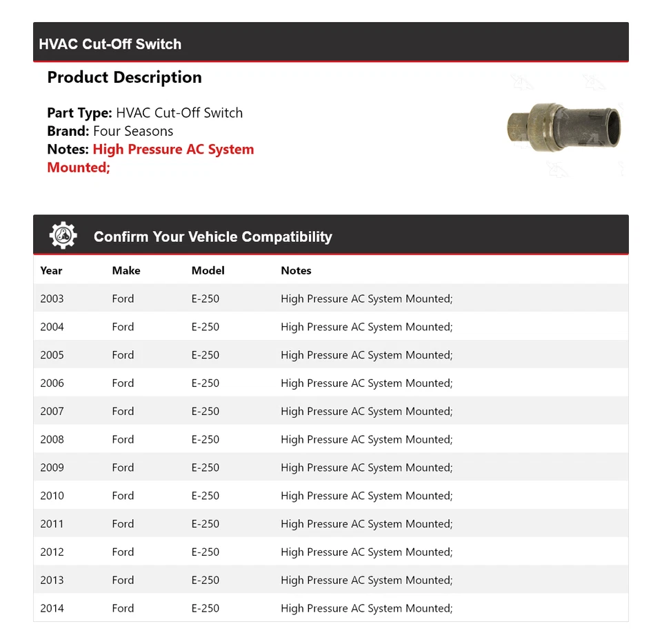 适用于 2003 - 2014 年福特 E-250 HVAC 切断开关 2004 年 4 季 2006 2007 2008 — 第 2/4 张图片