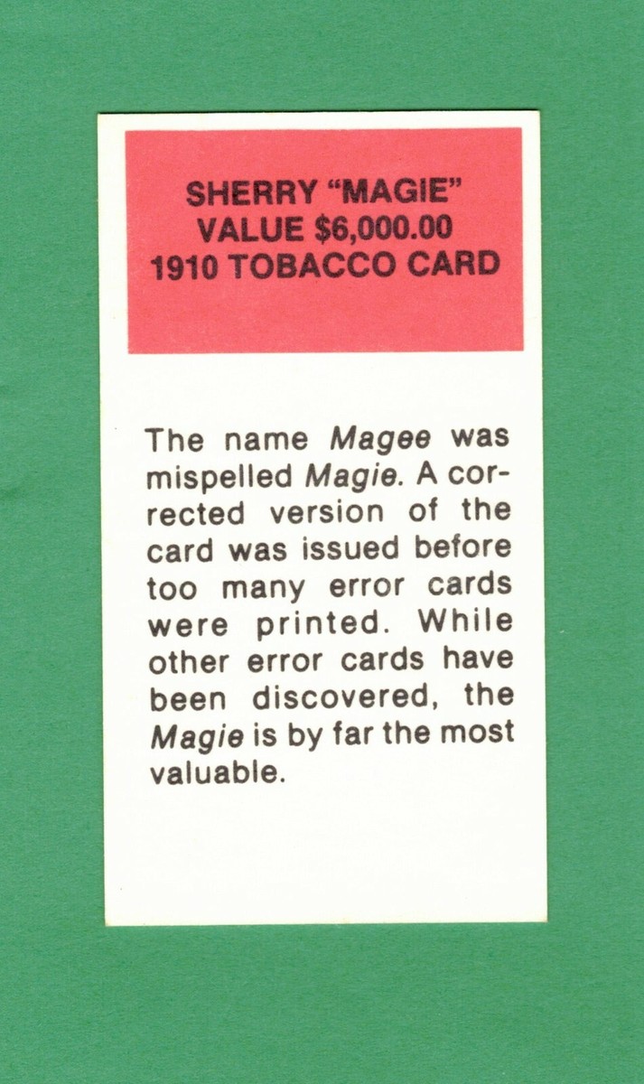 1910 T206 SHERRY MAGIE REPRINT