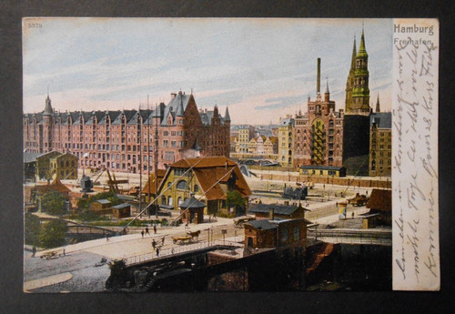 GERMANY, GERMANY 1904 postcard HAMBURG FREE PORT 5pf VIAGGIATA