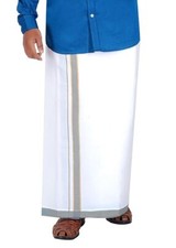 Multicolor Cotton fancy Jari border Men's Dhoti  Size: 1.28x4.00 mtrs 