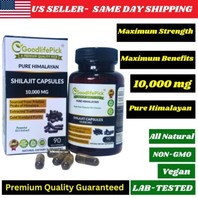 Premium Himalayan Shilajit 10000 MG. Maximum Benefits with Pure Shilajit-90 ct