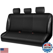 CAR PASS Carbon Fiber Leather Rear Seat Covers,Black Waterproof Back Bench Se