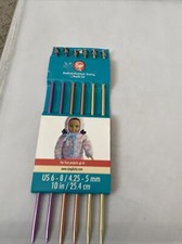 NEW Boye Anodized Aluminum Knitting Needle Set 10" Sizes 6, 7, 8 See Photos