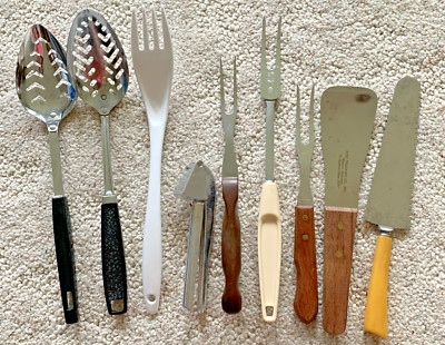Kitchen Utensils Lot of 9 vtg incl Cutco Ekco Foley Androck Interpur Bakelite