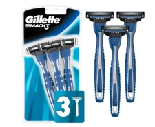 Mens Gillette Mach3 - 3 Disposable Razors Close Shave NEW