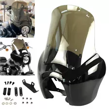 For Harley Dyna Wide Glide Front Headlight Fairing w/ 15" Smoke Windshield
