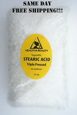 STEARIC ACID VEGETABLE by H&B Oils Center TRIPLE PRESSED PASTILLES PURE 12 OZ