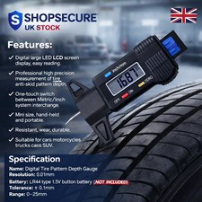 Digital Tyre Depth Gauge Tread Checker LCD Mini Tool For Motorbike Car Van Hgv
