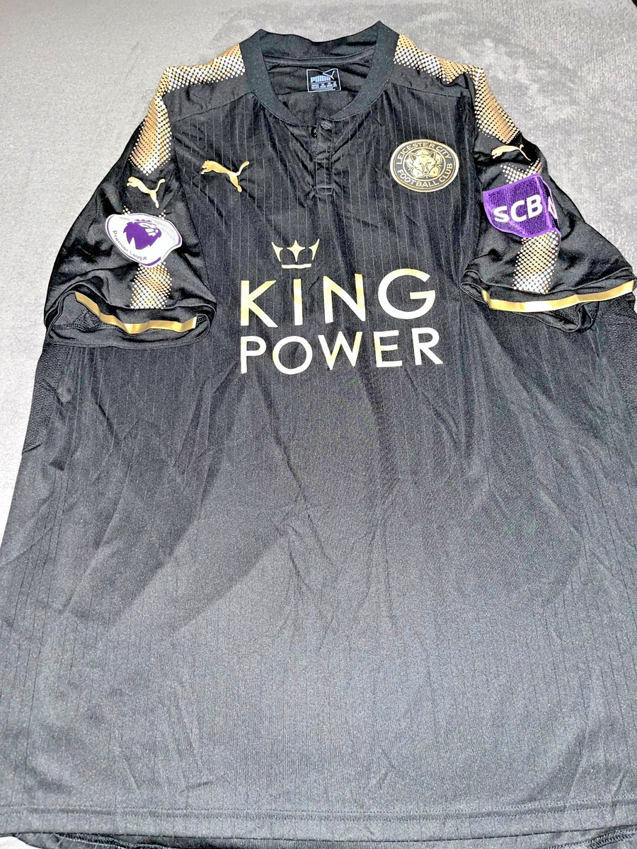 レスターFC PUMA サッカーシャツ KING POWER 黒 M Puma Leicester City Mahrez #26 King Power 2017-18 Away Soccer