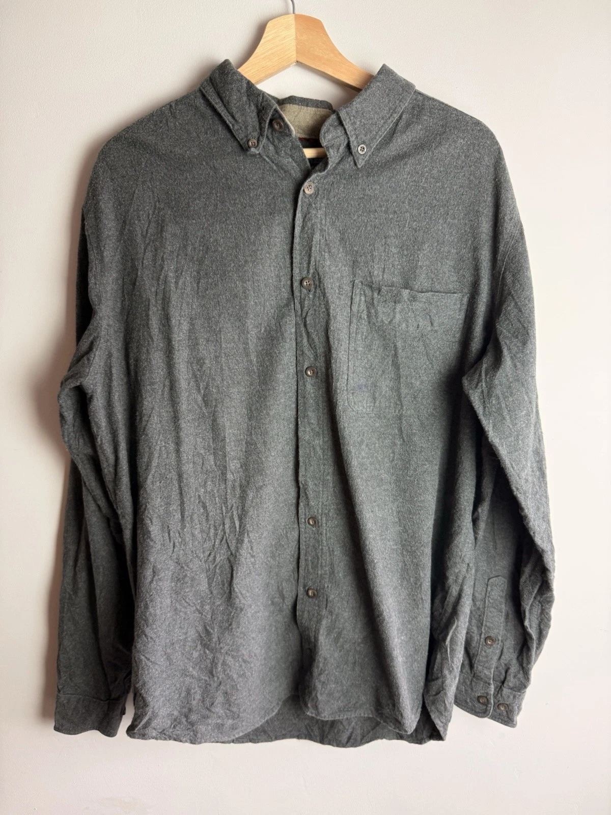Vintage Woolrich Long Sleeved Cotton Shirt Large Grey Designer Outdoors