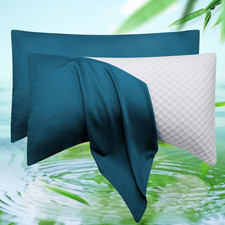 Cooling Crescent Pillow Cases Queen Size Set of 2 - Rayon Derived from Bamboo Si
