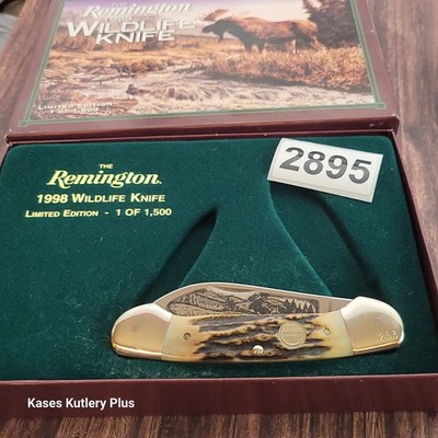 Remington UMC Wildlife Series Canoe Stag Handles Folding Pocket Knife USA 1998
