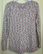 Loft red white blue cotton Pullover long sleeve sweater longer length sz S GUC