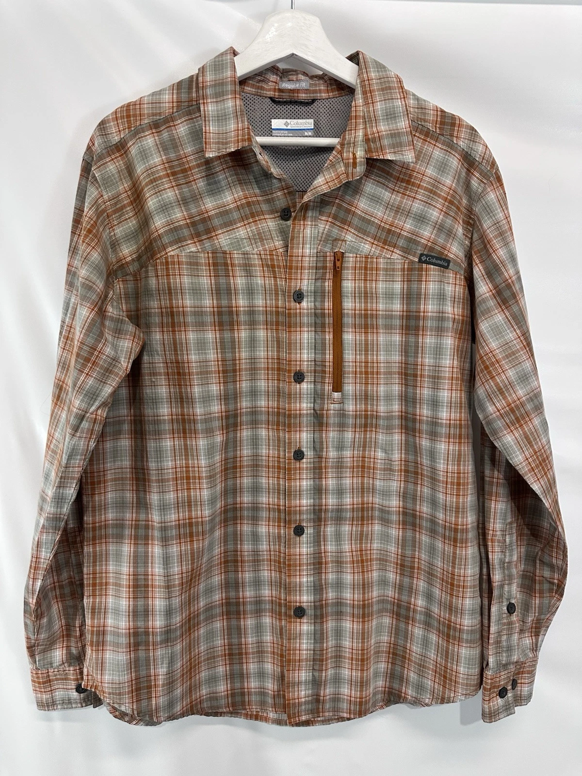 Columbia Men’s Size Medium Button Front Check Shirt Lightweight Outdoors