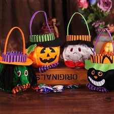 Cute Halloween Candy Bag Halloween Pumpkin Pattern Portable Handbag Cosplay Prop