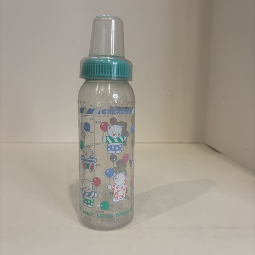 RARE VTG 1992 Playtex Cherubs Teal Balloon bear Decorated Baby Bottle 8oz