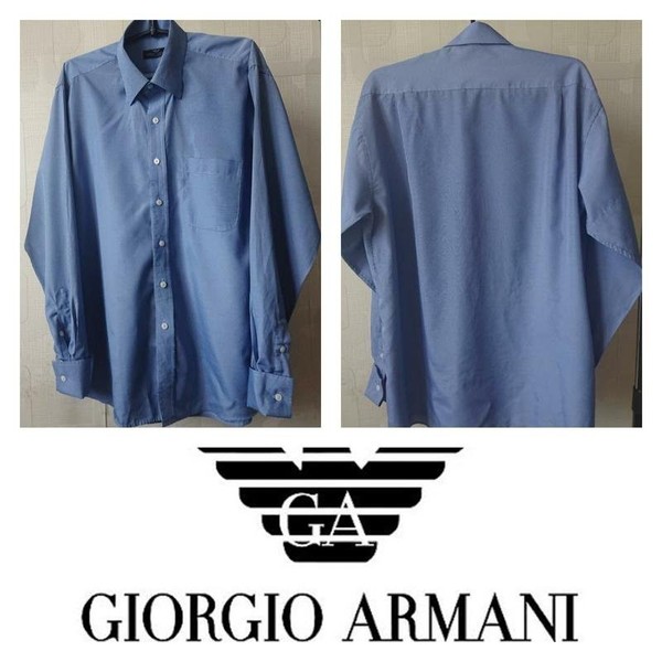 Men Giorgio Armani Shirt Blue 40 /L / 48 #54JR