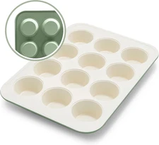 12-Cup Muffin Pan, Healthy Ceramic Nonstick Bakeware, PFOA & Pfas-Free Cupcake T