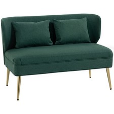 HOMCOM 2 Seater Sofa, Small Sofa with Wing Back, Thick Seat, Dark Green