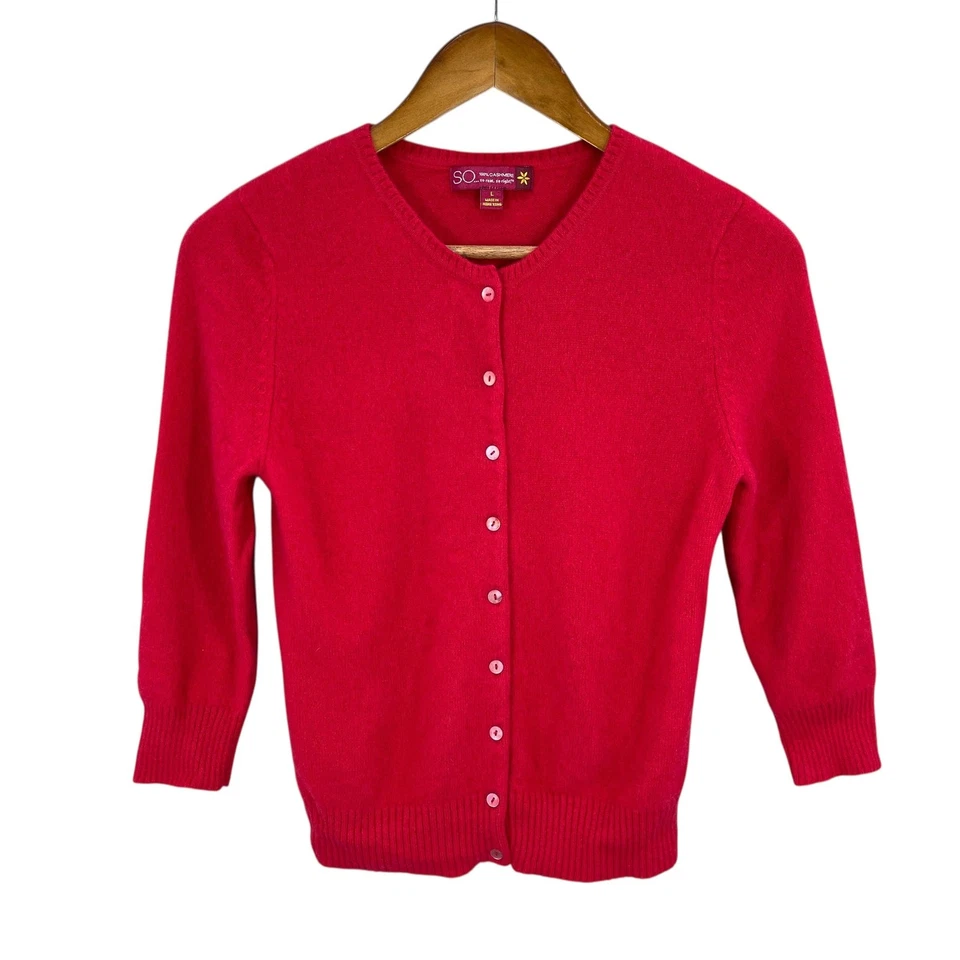 SO кашемир свитер девочек кардиган Academia опрятный уютный кнопка спереди размер L красный - Изображение 3 из 4