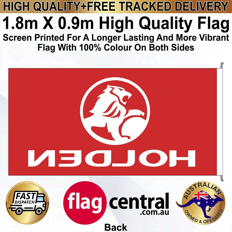 A - HOLDEN - Red - 1.8m x 0.9m High-Quality Screen-Printed Flag - 2