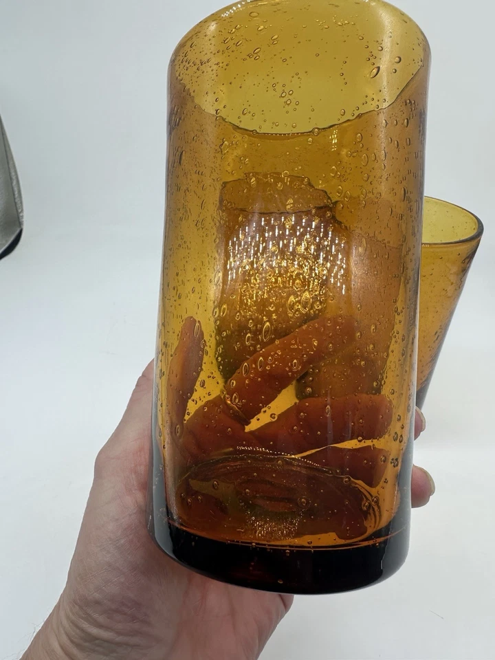 3 VIDRIOS BURBUJA ARTLAND IRIS HIGHBALL ÁMBAR Foto 3 de 4