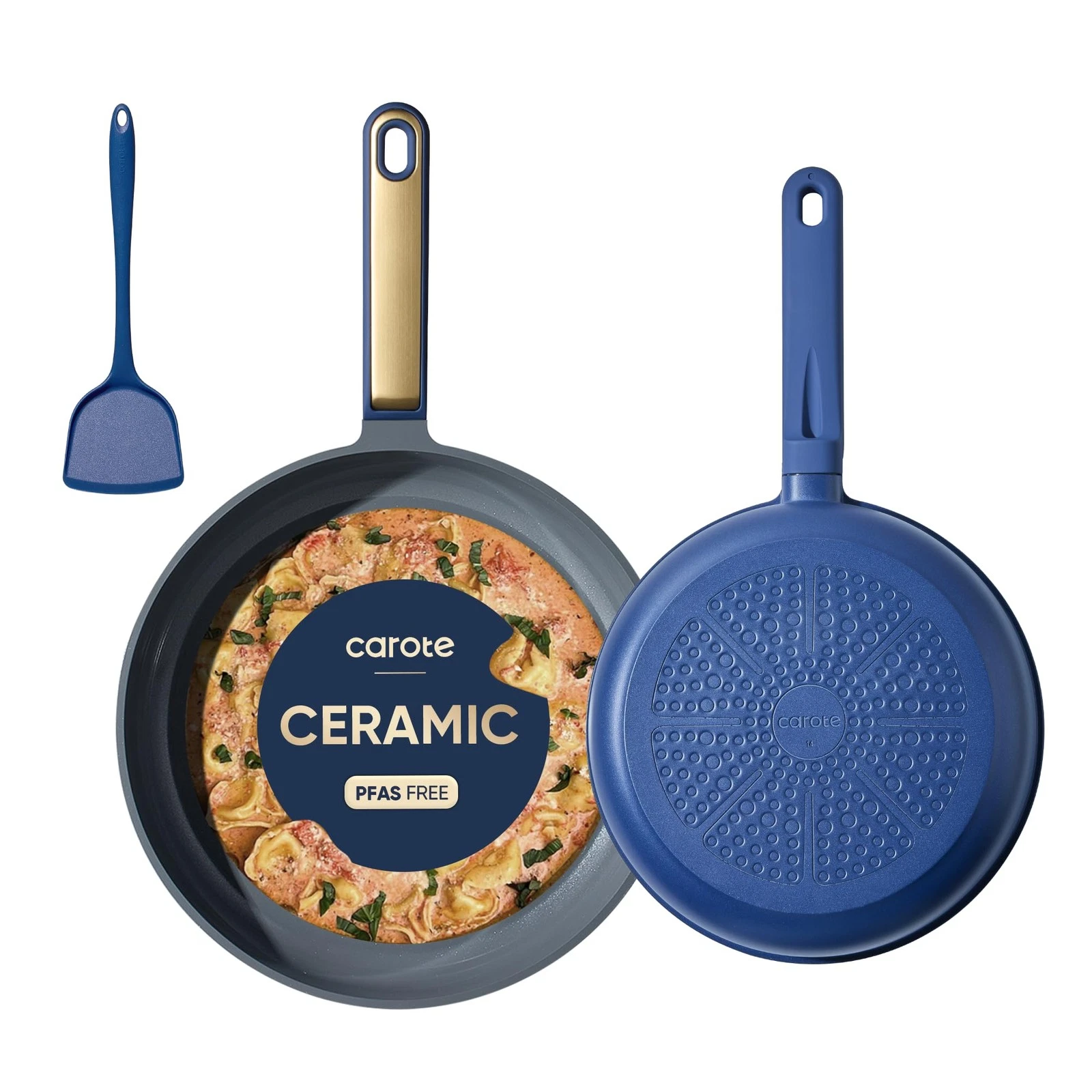 Pan Frying Skillet 9.5 11 Nonstick PFOA Free Blue CAROTE Ceramic Heat Resistant